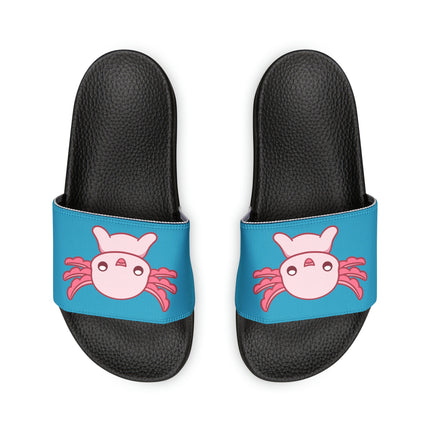 Turquoise Axolotl Youth PU Slide Sandals Black