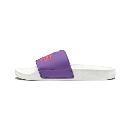 Kids Beach Sandals | Pink Axolotl Sandals | Youth Flip Flops | Childrens Slide Sandals | Purple Animal Sandals