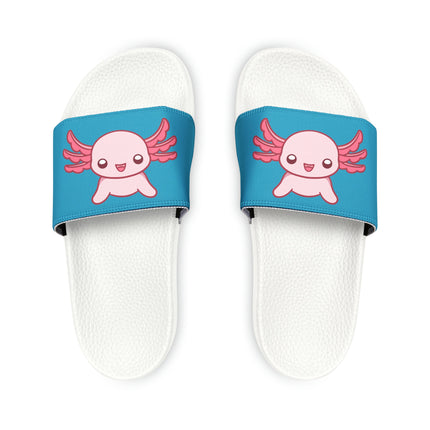 Turquoise Axolotl Youth PU Slide Sandals Black