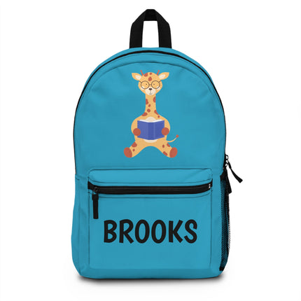 Kids Giraffe School Backpack | Personalized School Bag |Turquoise Book Bag