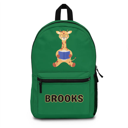 Kids Giraffe School Backpack | Personalized School Bag | Green Book Bag