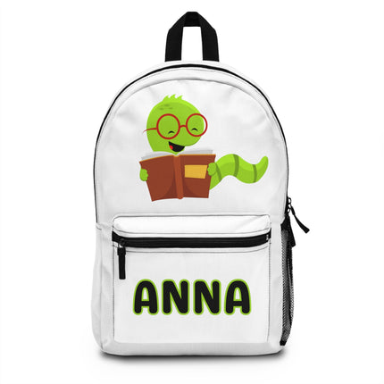 Kids Bookworm School Backpack | Personalized School Bag | White Book Bag