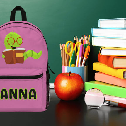 Kids Bookworm School Backpack | Personalized School Bag | Pink Book Bag