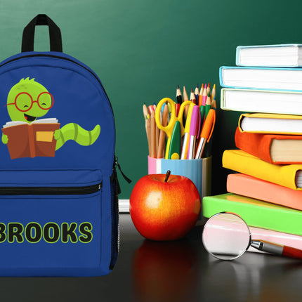 Kids Bookworm School Backpack | Personalized School Bag | Dark Blue Book Bag