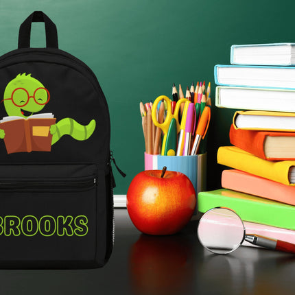 Kids Bookworm School Backpack | Personalized School Bag |White Book Bag