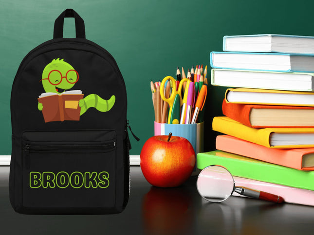 Kids Bookworm School Backpack | Personalized School Bag |White Book Bag