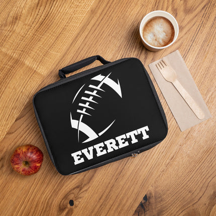 Childrens Football Lunch Bag | Personalized Kids Lunch Box | Insulated School Lunch Bag | Black Football Backpack