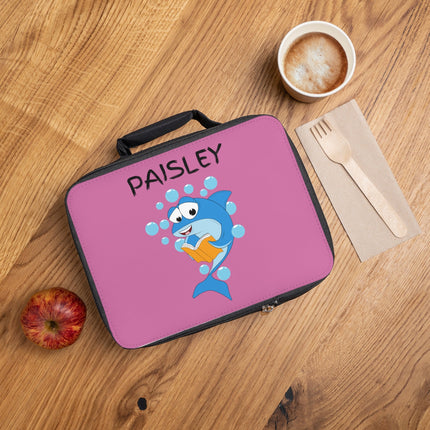 Cute Shark Lunch Bag | Personalized Kids Lunch Box | Insulated School Lunch Bag | Pink Childrens Backpack