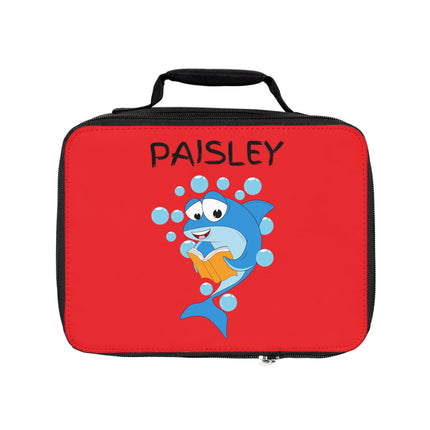 Cute Shark Lunch Bag | Personalized Kids Lunch Box | Insulated School Lunch Bag | Red Childrens Backpack