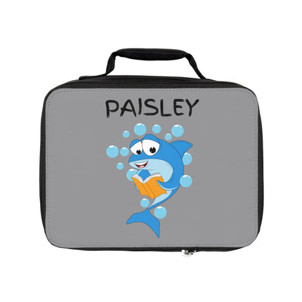 Cute Shark Lunch Bag | Personalized Kids Lunch Box | Insulated School Lunch Bag | Gray Childrens Backpack