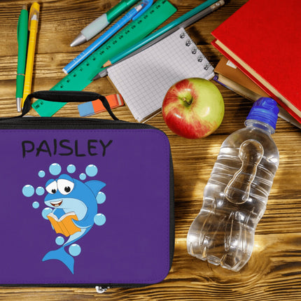 Cute Shark Lunch Bag | Personalized Kids Lunch Box | Insulated School Lunch Bag | Purple Childrens Backpack
