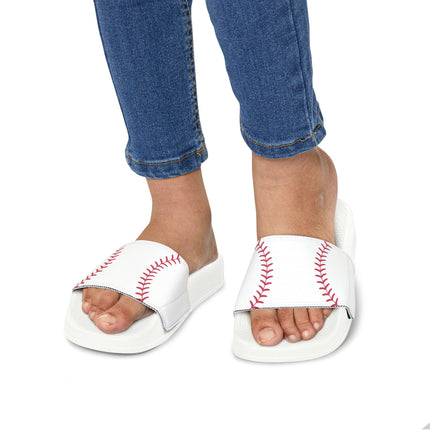 Kids Beach Sandals | Baseball Sandals | Youth Flip Flops | Childrens Slide Sandals | White Sports Sandals