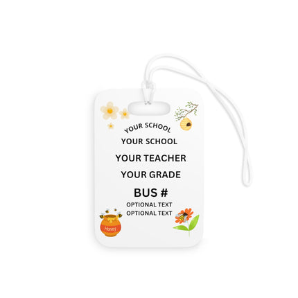 Kids School Backpack Tag | Honeybee Schoolbag Label | Back to School Personalized Label