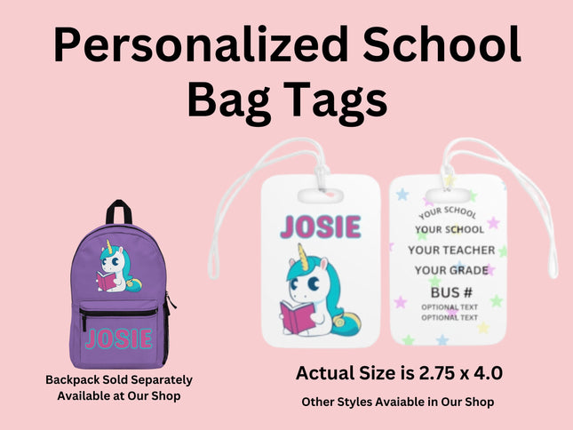 Kids School Backpack Tag | Unicorn Schoolbag Label | Back to School Personalized Label | Personalized Kids Backpack