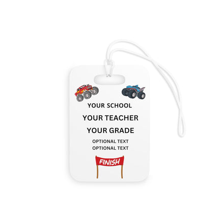 Kids School Backpack Tag | Monster Truck Schoolbag Label | Back to School Personalized Label | Personalized Kids Backpack