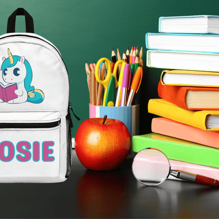 Kids Unicorn School Backpack | Personalized School Bag |White Book Bag