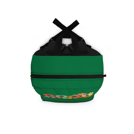 Kids Good Vibes School Backpack | Personalized School Bag | Dark Green Book Bag