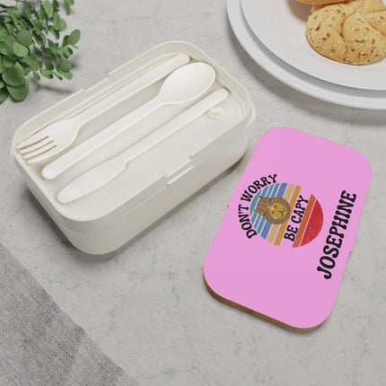 Personalized Bento Box | Don't Worry Be Capy Bento Lunch Box | Kids School Snack Container | Custom Lunch Box | Pink Child Snack Box