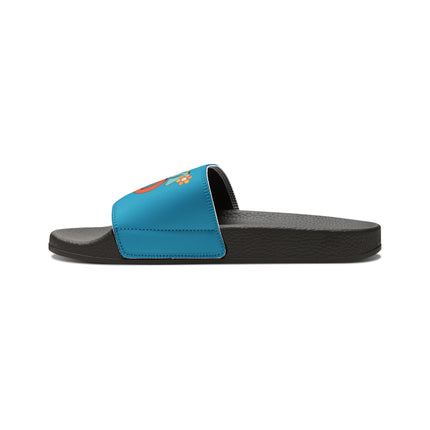 Kids Beach Sandals | Youth Flip Flops | Childrens Slide Sandals | Retro Sandals | Good Vibes Turquoise Shoes