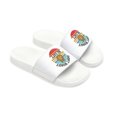 Kids Beach Sandals | Capybara Sandals | Youth Flip Flops | Childrens Slide Sandals | Retro Sandals | Don't Worry Be Capy White Shoes