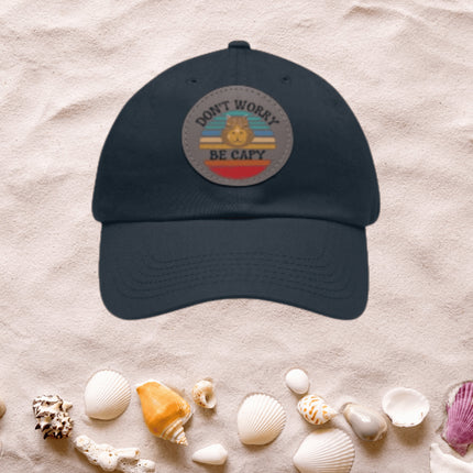 Capybara Hat with Leather Patch | Don't Worry Be Capy Hat | Animal Lover Gift | Capybara Gift