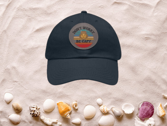 Capybara Hat with Leather Patch | Don't Worry Be Capy Hat | Animal Lover Gift | Capybara Gift