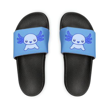Kids Beach Sandals | Axolotl Sandals | Youth Flip Flops | Childrens Slide Sandals | Light Blue Animal Sandals