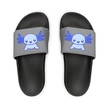 Kids Beach Sandals | Axolotl Sandals | Youth Flip Flops | Childrens Slide Sandals | Dark Blue Animal Sandals