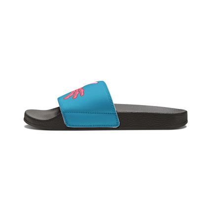 Turquoise Axolotl Youth PU Slide Sandals Black