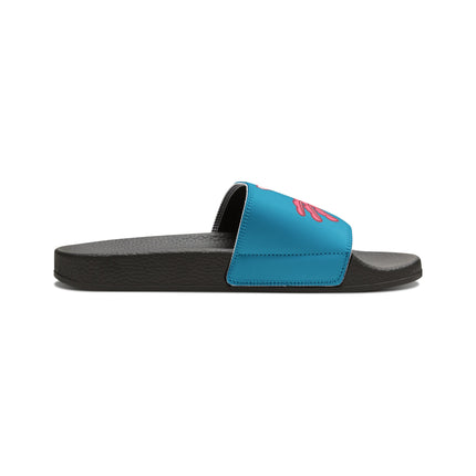 Turquoise Axolotl Youth PU Slide Sandals Black