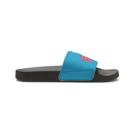 Turquoise Axolotl Youth PU Slide Sandals Black
