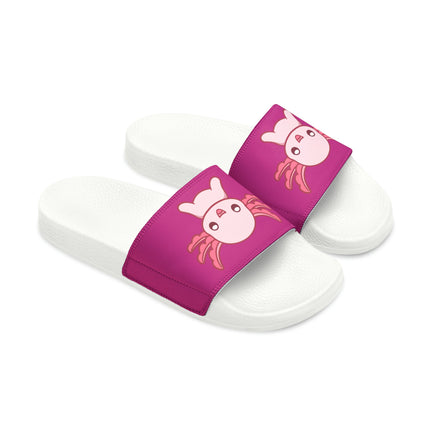 Kids Beach Sandals | Pink Axolotl Sandals | Youth Flip Flops | Childrens Slide Sandals | Pink Animal Sandals