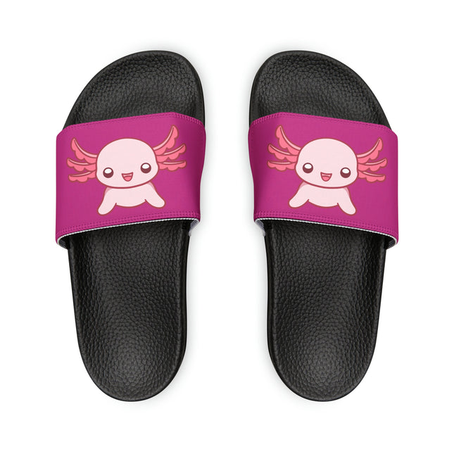 Kids Beach Sandals | Pink Axolotl Sandals | Youth Flip Flops | Childrens Slide Sandals | Pink Animal Sandals