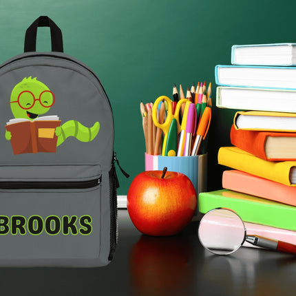 Kids Bookworm School Backpack | Personalized School Bag | Dark Gray Book Bag