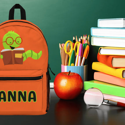 Kids Bookworm School Backpack | Personalized School Bag | Dark Green Book Bag