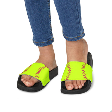 Kids Beach Sandals | Softball Sandals | Youth Flip Flops | Childrens Slide Sandals | Yellow Sports Sandals