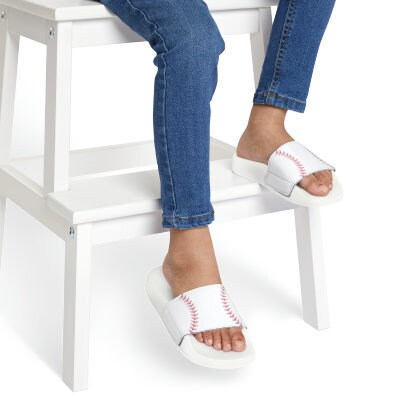 Kids Beach Sandals | Baseball Sandals | Youth Flip Flops | Childrens Slide Sandals | White Sports Sandals