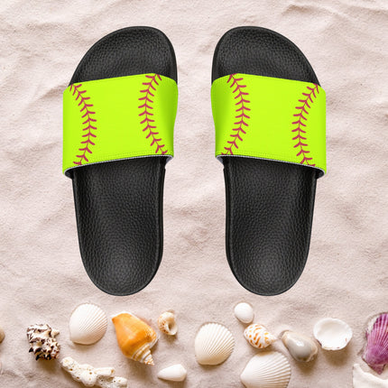 Kids Beach Sandals | Softball Sandals | Youth Flip Flops | Childrens Slide Sandals | Yellow Sports Sandals