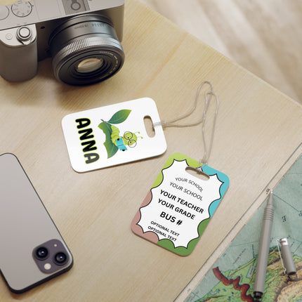 Kids School Backpack Tag | Bookworm Schoolbag Label | Back to School Personalized Label | Personalized Kids Backpack