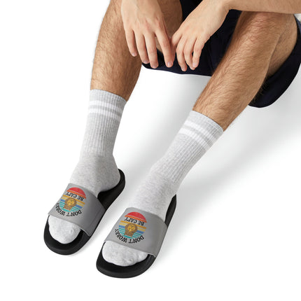 Men's Beach Sandals | Capybara Sandals | Youth Flip Flops | Men's Slide Sandals | Retro Sandals | Don't Worry Be Capy Gray Shoes