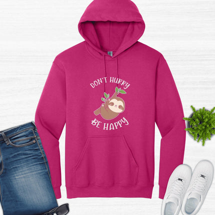 Kids Sloth Sweatshirt | Don't Hurry Be Happy Sweatshirt | Youth Hooded Sweatshirt | Animal Lover Gift | Child Sloth Gift | Sloth Hoodie