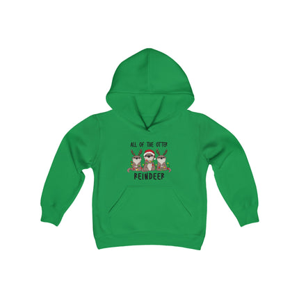Kids Christmas Sweatshirt | Youth Hooded Sweatshirt | Reindeer Gift | Child Otter Gift | Christmas Hoodie