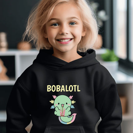 Kids Axolotl Sweatshirt | Youth Hooded Sweatshirt | Animal Lover Gift | Child Axolotl Gift | Boba Tea Hoodie