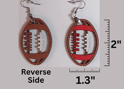 Alabama Football Earrings | Bama Hand Painted Wood Earrings