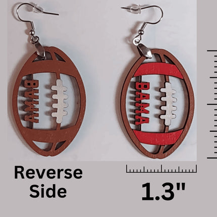 Alabama Football Earrings | Bama Hand Painted Wood Earrings