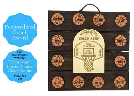 Basketball Coach Personalized Award | Custom Team Thank You Wood Plaque