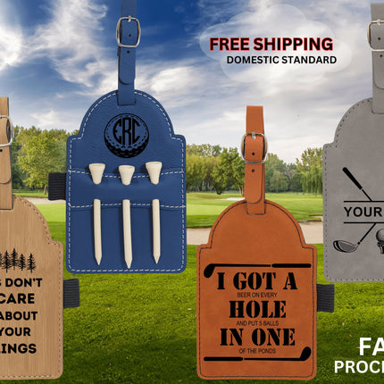 Personalized Golf Bag Tag with Tees | Custom Golf Gift for Men | Engraved Golf Accessories | Funny Retirement, Dad, or Tournament Gift