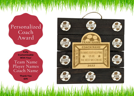 Soccer Coach Personalized Award | Custom Team Thank You Wood Plaque