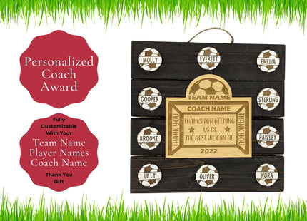 Soccer Coach Personalized Award | Custom Team Thank You Wood Plaque