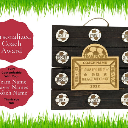 Soccer Coach Personalized Award | Custom Team Thank You Wood Plaque